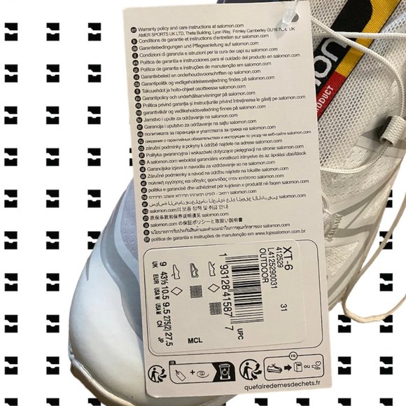 Salomon XT-6 All White 2023 Size 9.5 US M - Picture 6 of 9